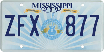 MS license plate ZFX877