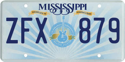 MS license plate ZFX879