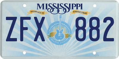 MS license plate ZFX882