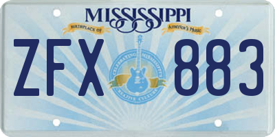 MS license plate ZFX883