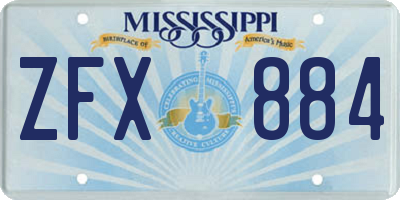 MS license plate ZFX884