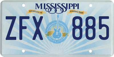 MS license plate ZFX885