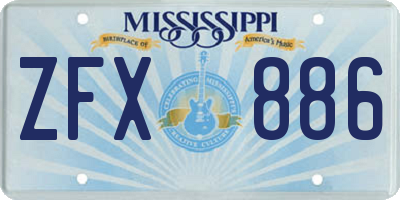 MS license plate ZFX886