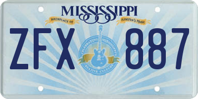 MS license plate ZFX887