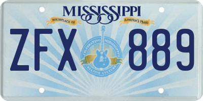 MS license plate ZFX889