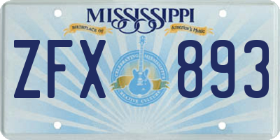 MS license plate ZFX893