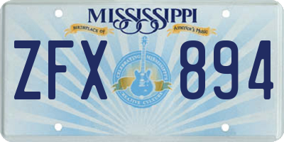 MS license plate ZFX894