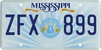 MS license plate ZFX899