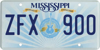 MS license plate ZFX900