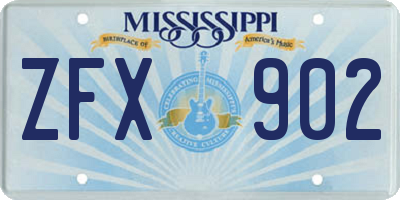 MS license plate ZFX902