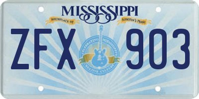 MS license plate ZFX903