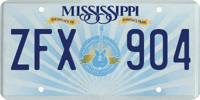 MS license plate ZFX904