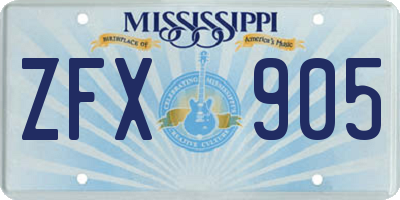 MS license plate ZFX905
