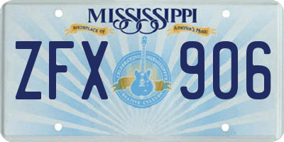 MS license plate ZFX906