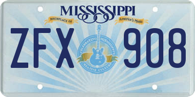 MS license plate ZFX908