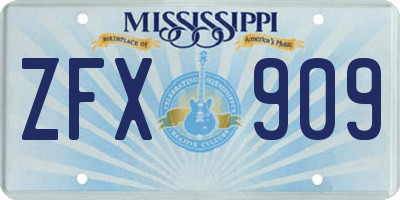 MS license plate ZFX909