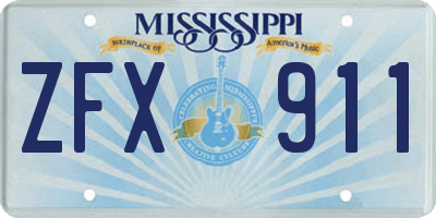MS license plate ZFX911