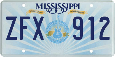 MS license plate ZFX912