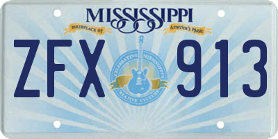 MS license plate ZFX913