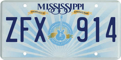 MS license plate ZFX914