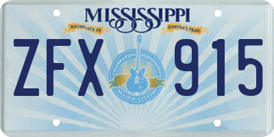 MS license plate ZFX915