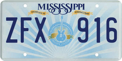 MS license plate ZFX916