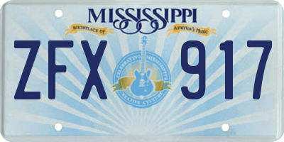 MS license plate ZFX917