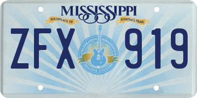 MS license plate ZFX919