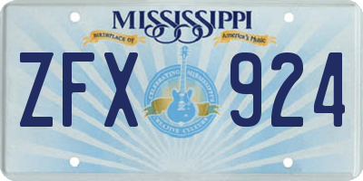 MS license plate ZFX924