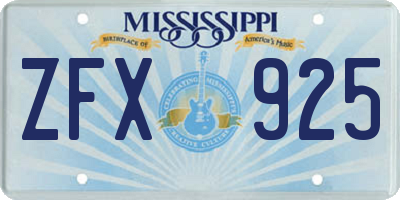 MS license plate ZFX925
