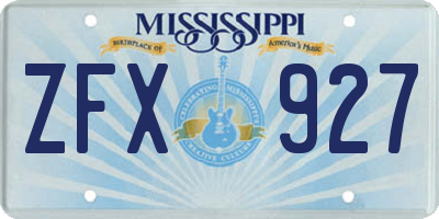 MS license plate ZFX927