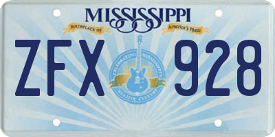MS license plate ZFX928