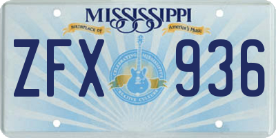 MS license plate ZFX936