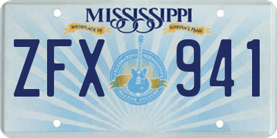 MS license plate ZFX941