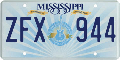 MS license plate ZFX944