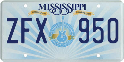 MS license plate ZFX950