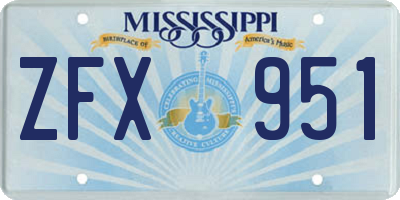 MS license plate ZFX951