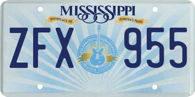 MS license plate ZFX955