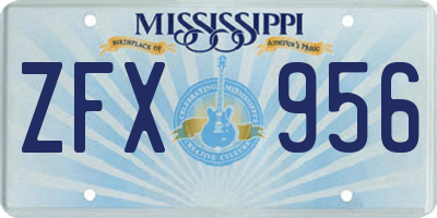MS license plate ZFX956