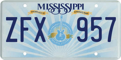MS license plate ZFX957