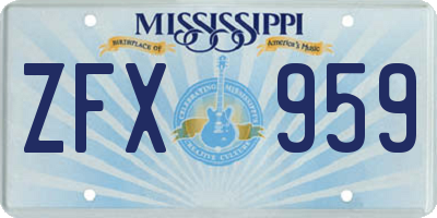 MS license plate ZFX959