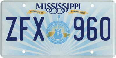 MS license plate ZFX960