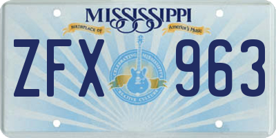 MS license plate ZFX963
