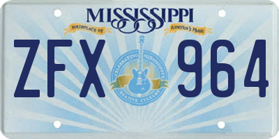 MS license plate ZFX964