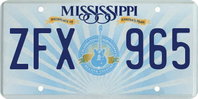 MS license plate ZFX965