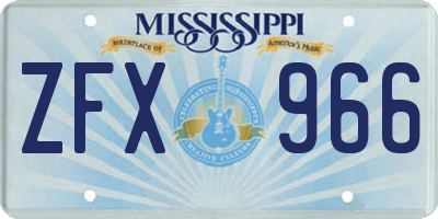 MS license plate ZFX966