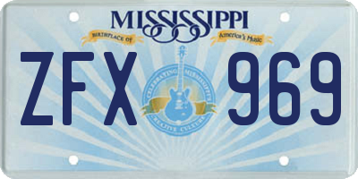 MS license plate ZFX969