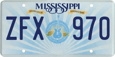 MS license plate ZFX970