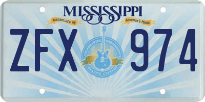 MS license plate ZFX974