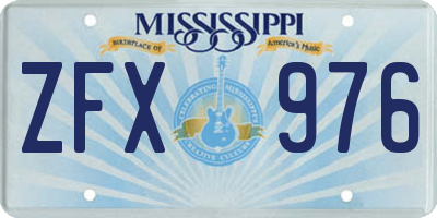 MS license plate ZFX976